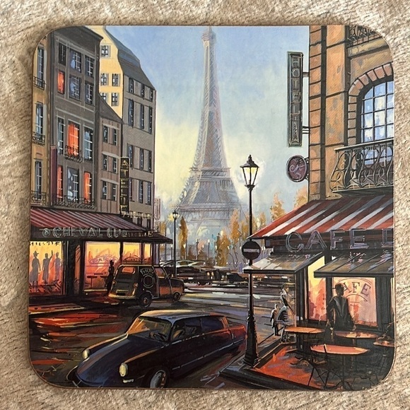 Set of 6 Paris Cork Coasters Eiffel Tower Coffee Table Decor Travel Romantic - Picture 10 of 16